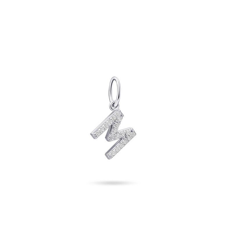 M - Initialen Anhänger Zirkonia Silber rhodiniert P1080-M