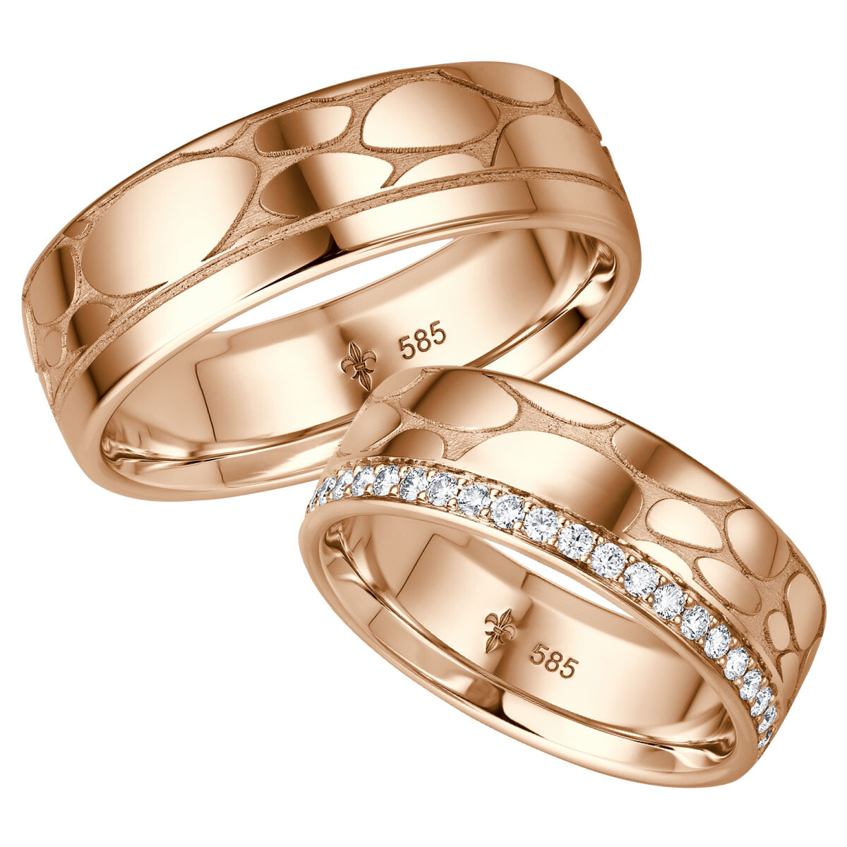 Extravagante Giloy Trauringe aus Rotgold Cara Brillant