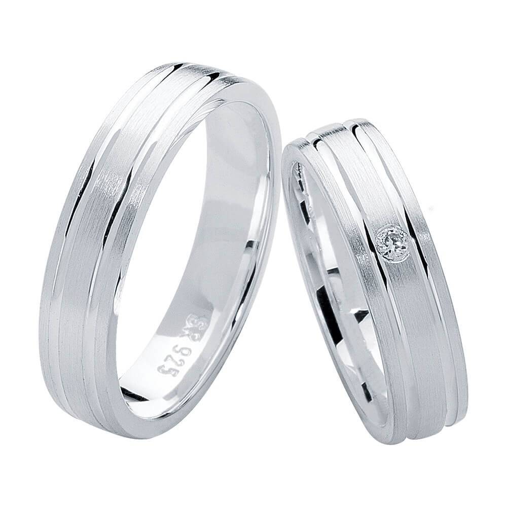 Partnerringe Heartbeat Silber 925 Rubin S08