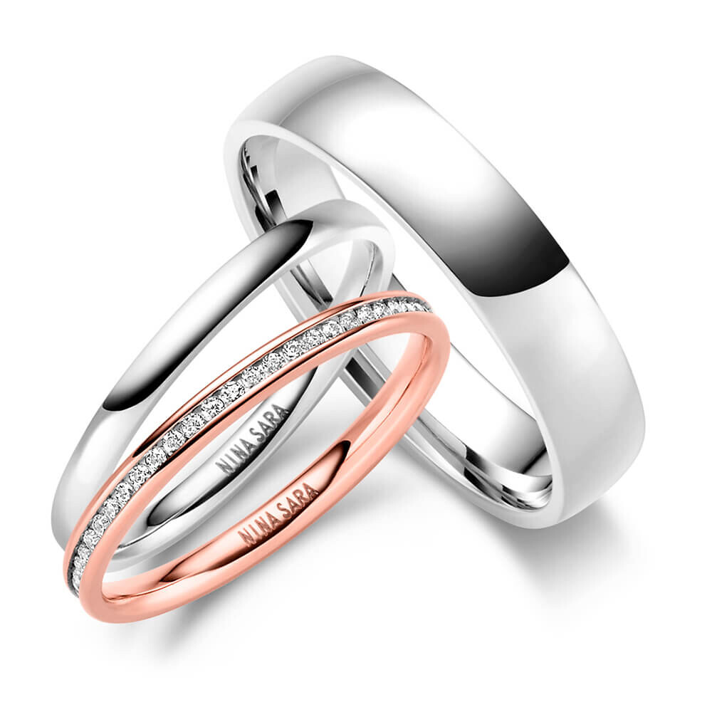 Edelstahlringe Rosé Triset Zirkonia Nina Sara NS-G10