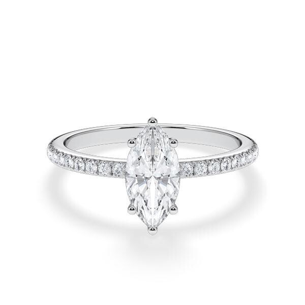 Verlobungsring Hidden Halo Lab-Grown Marquise-Diamant Weißgold Rubin RU-1901