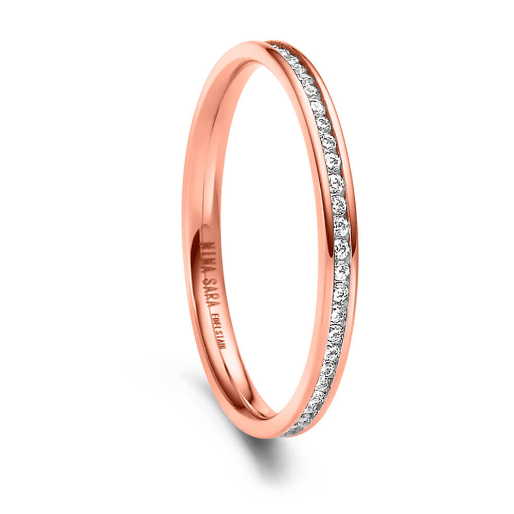 Vorsteckring Edelstahl Rosé Zirkonia Nina Sara NS-06 rot