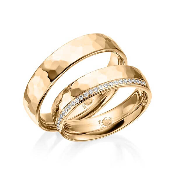 Trauringe Hammerschlag Roségold Rubin RU-1525