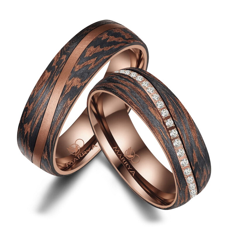Eheringe Partnerringe Carbon Bronce Wellendesign Marrya CB-05