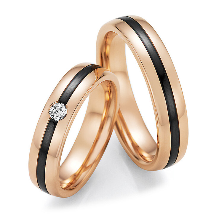 Collection Ruesch Trauringe Bicolor 14/10070 & 14/10080 Rotgold Zirconium