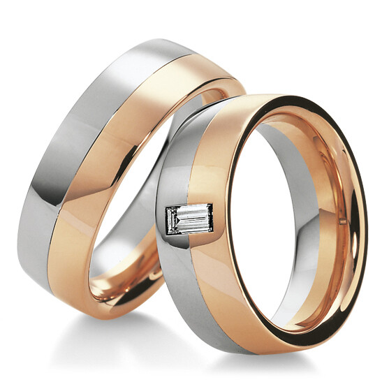 Breuning Trauringe 48/03540 & 48/03541 Weißgold & Rotgold