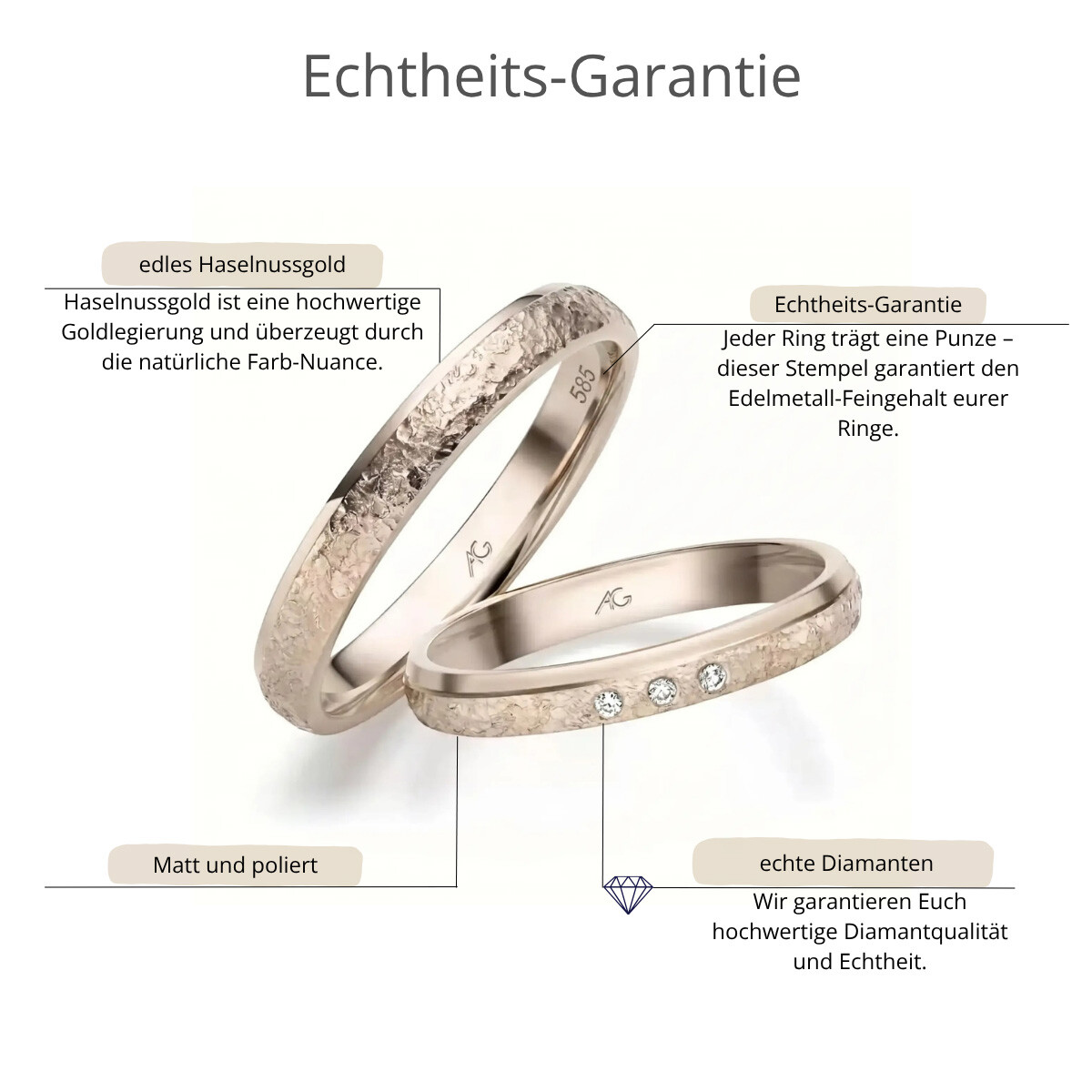 Eheringe Haselnuss-Gold Brillant Gerstner 31506