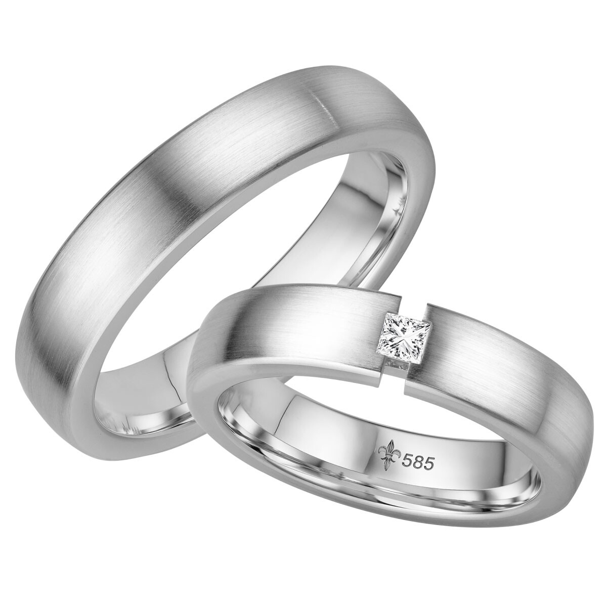 Giloy Trauringe Natacha Weißgod TR-0-00034 & TR-1-00034