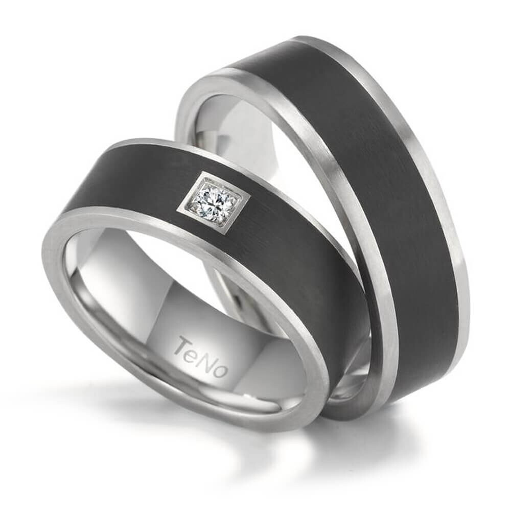 Partnerringe Edelstahl Keramik Tamor Satin TeNo 307471 & 307470