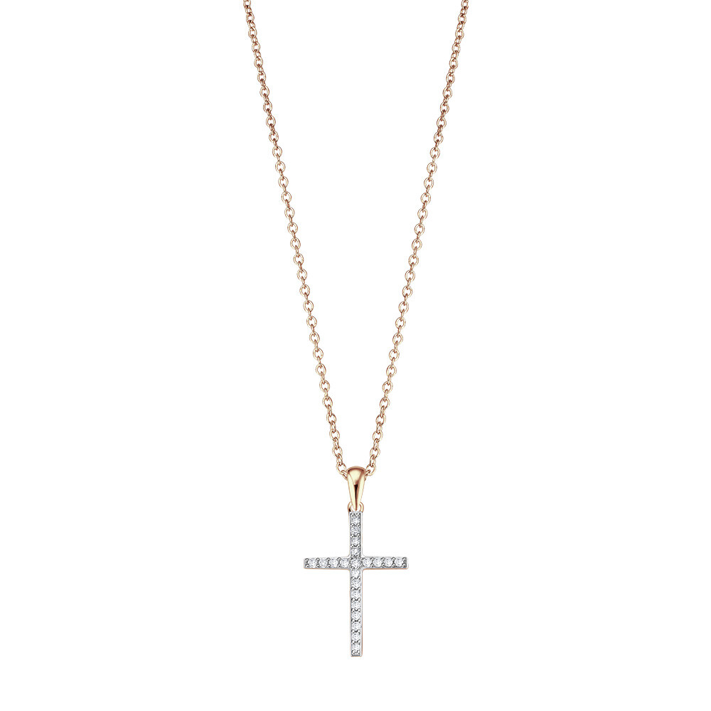 Kette mit Anhänger Kreuz Pallina Roségold Brillant bella luce EH4844