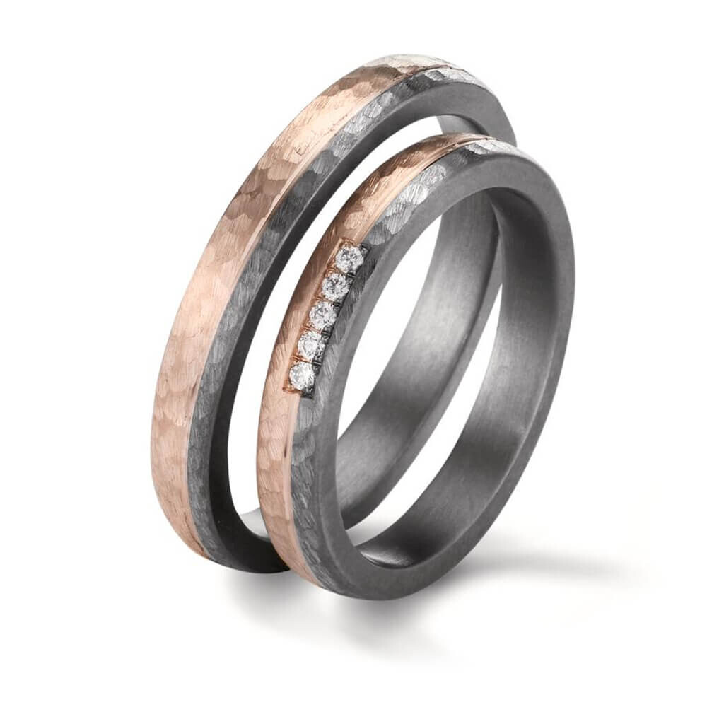 Eheringe Tantal Roségold 585 Brillant TeNo 59761