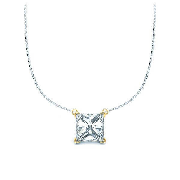 Collier Platin 950 Gelbgold 585 Prinzess-Diamant zus. 1,000 ct, tw, vs Rubin RU-1581-16
