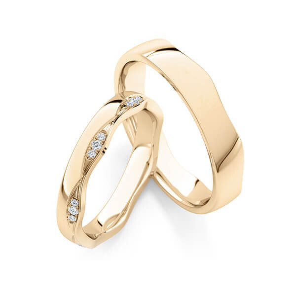 Paar Trauringe / Eheringe Roségold 585/- zus. 0,140 ct, tw, si - RU-1774-4