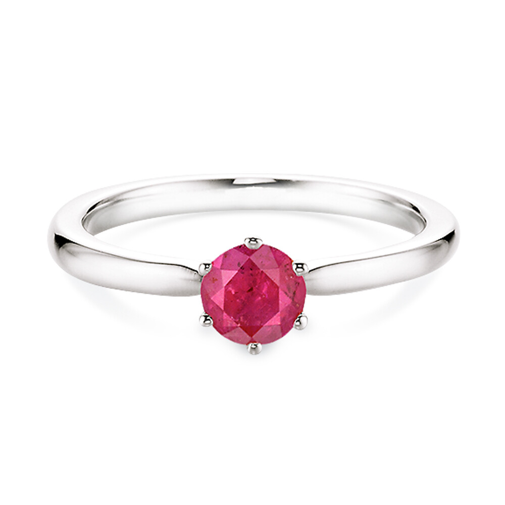 Verlobungsring Weißgold mit Rubin 5 mm