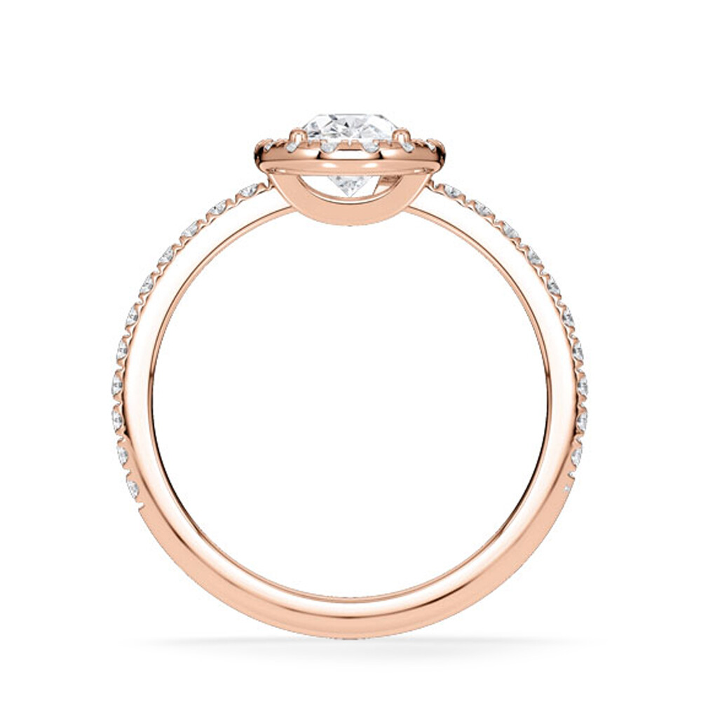 Verlobungsring Rotgold 750 mit 0,5 ct Oval-Diamant LG & Hidden Halo Diamantakzenten – Rubin RU-1902-20