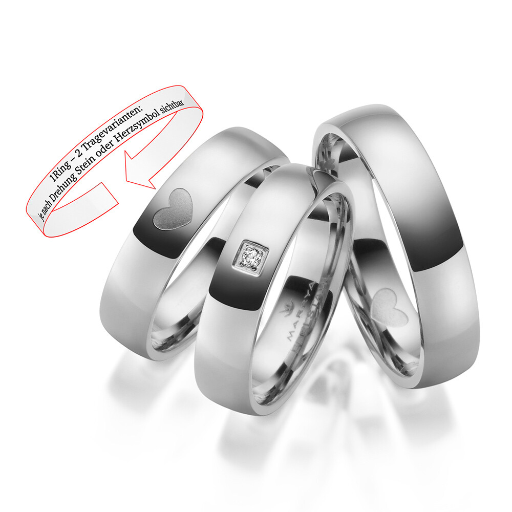 Partnerringe Edelstahl Zirkonia Marrya ES-29