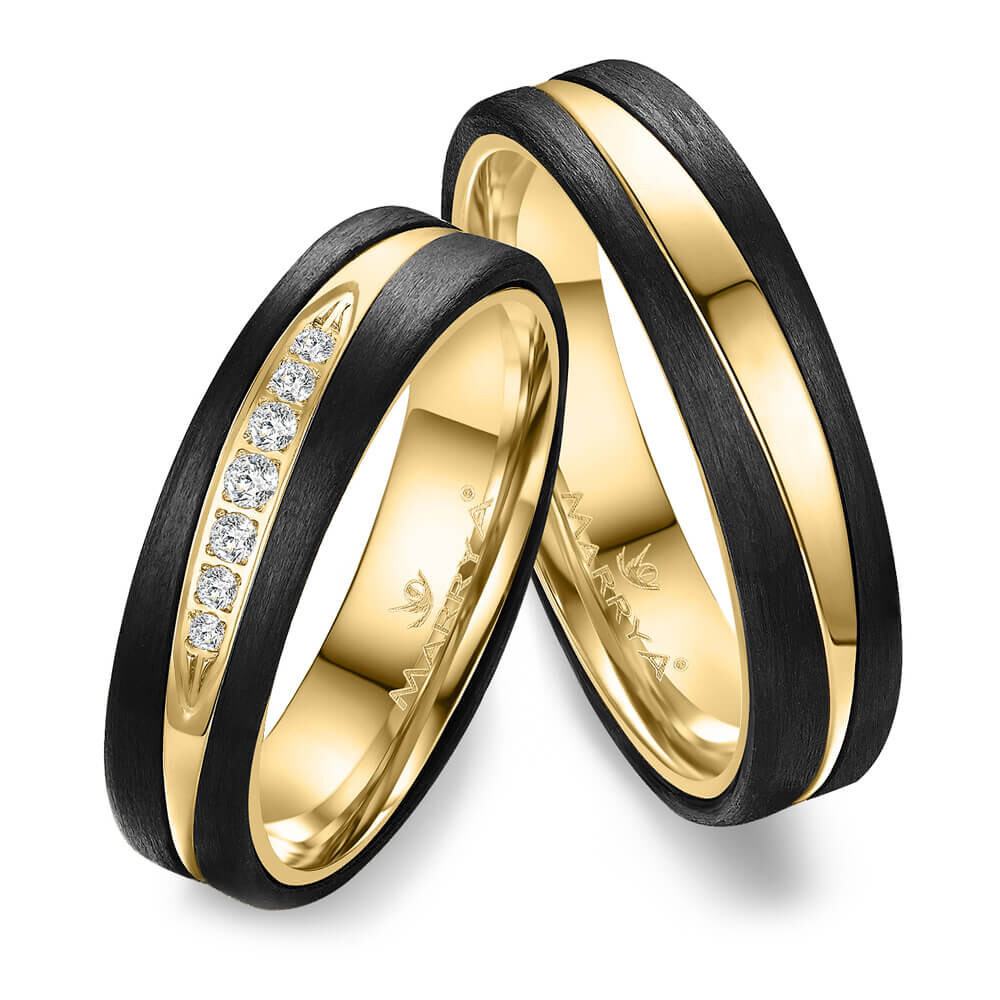 Trauringe Partnerringe Gelbgold Carbon Marrya CA-16