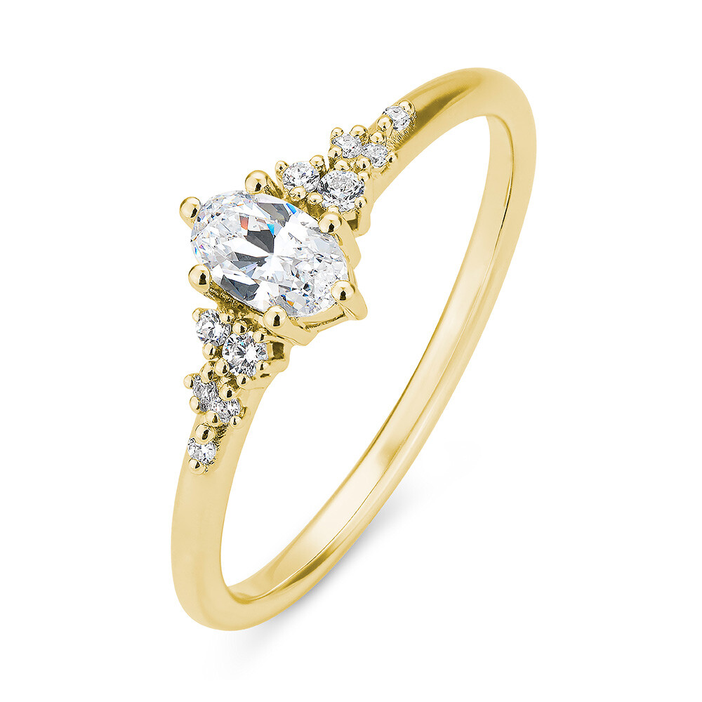 Diamantring Oval Gelbgold Lab-Grown Breuning 41/06443