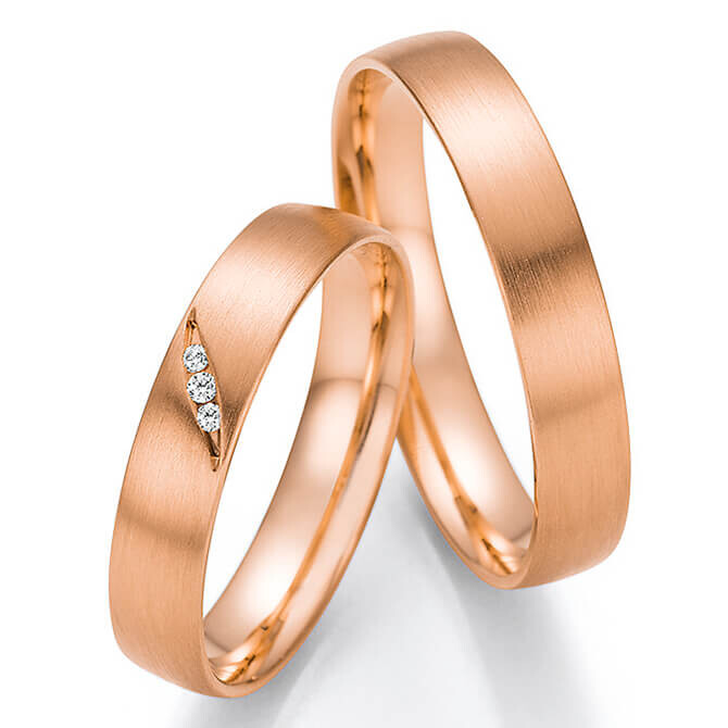 Collection Rusch Trauringe Eheringe Rotgold Brillant 66/61130 & 66/61140