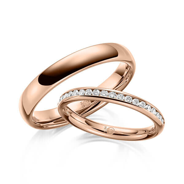 Paar Trauringe / Eheringe Rotgold 333/- zus. 0,300 ct, tw, si - RU-1637-3