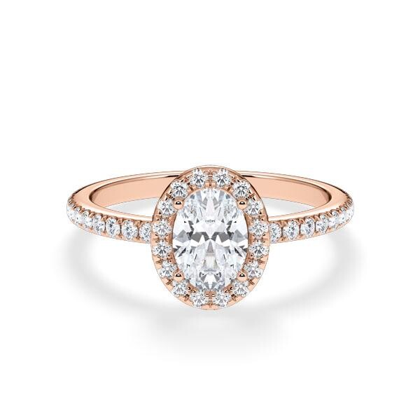 Verlobungsring Rotgold 750 mit 0,5 ct Oval-Diamant LG & Hidden Halo Diamantakzenten – Rubin RU-1902-20