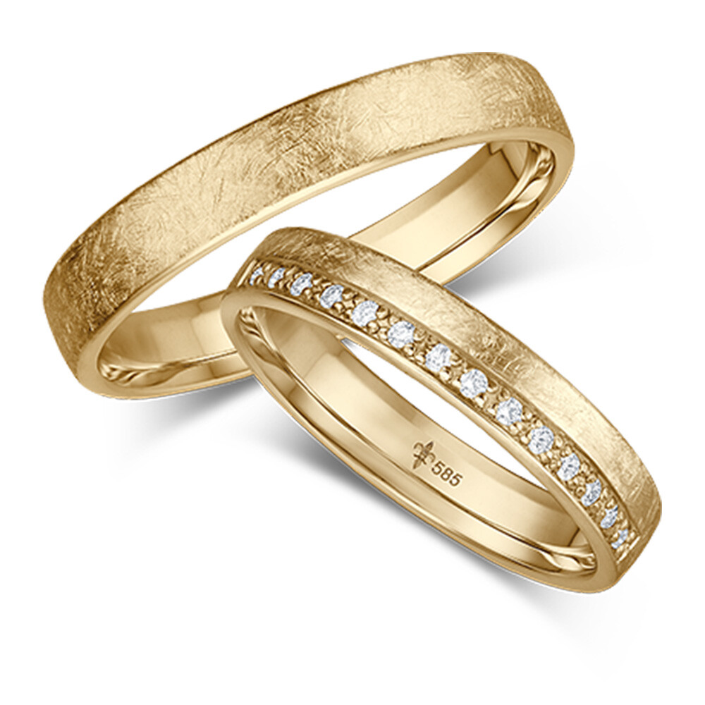 Giloy Trauringe Colette Gelbgold Brillant TR-0-00077 & TR-1-00077