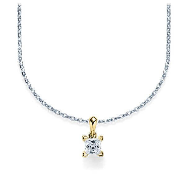 Collier Weißgold 750 Gelbgold 750 Prinzess-Diamant zus. 0,250 ct, tw, si Rubin RU-1577-8