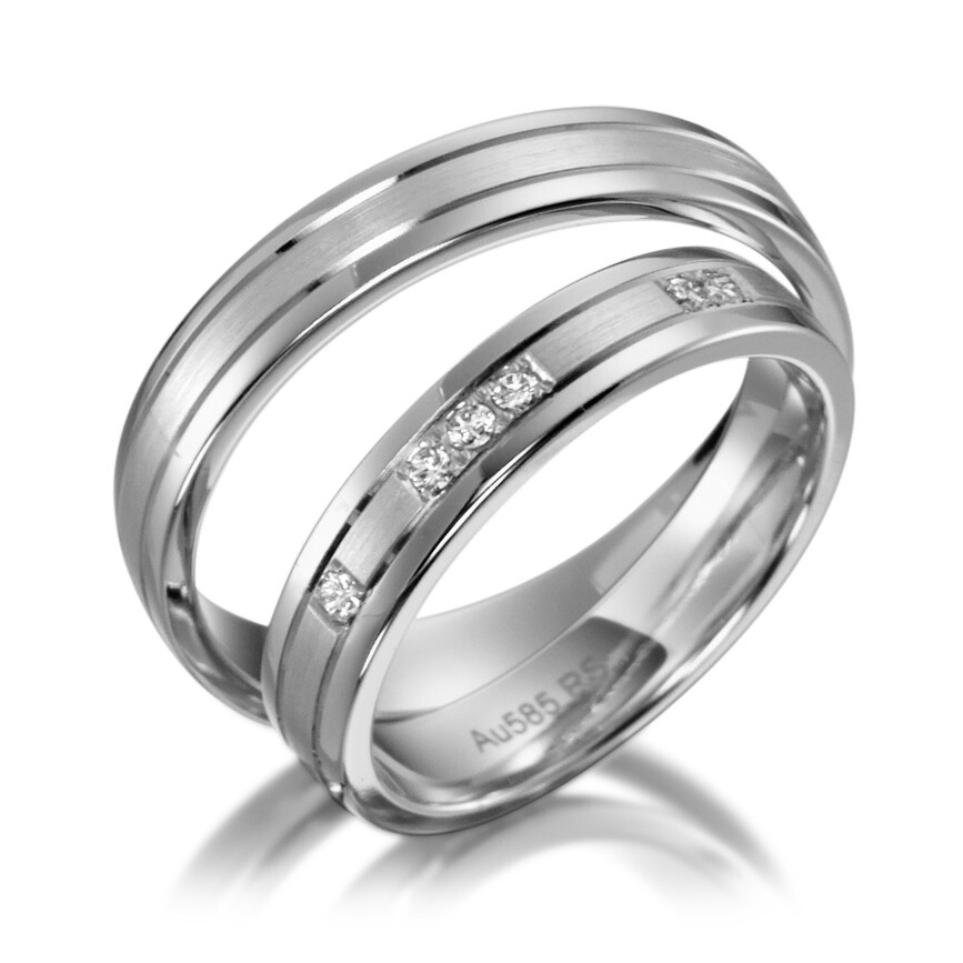 Sickinger Trauringe Fugendesign Weißgold Brillant SC-1128-1