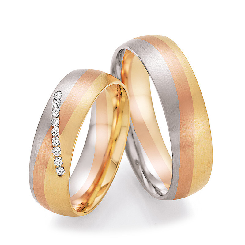 Trauringe Tricolor Sunrise Ruesch 66/44010 & 66/44020 Brillant