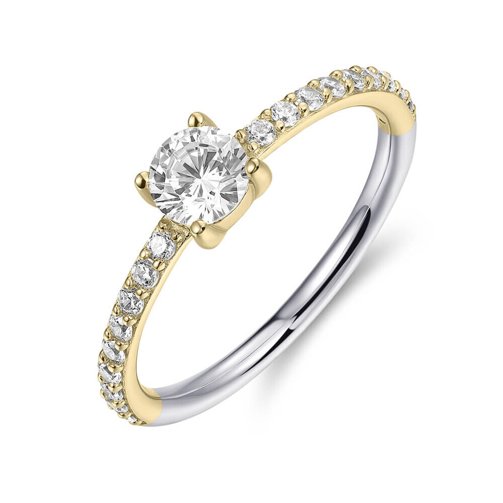 Pavé Ring Silber 925 Gold Zirkonia Weiß Gisser R468Y