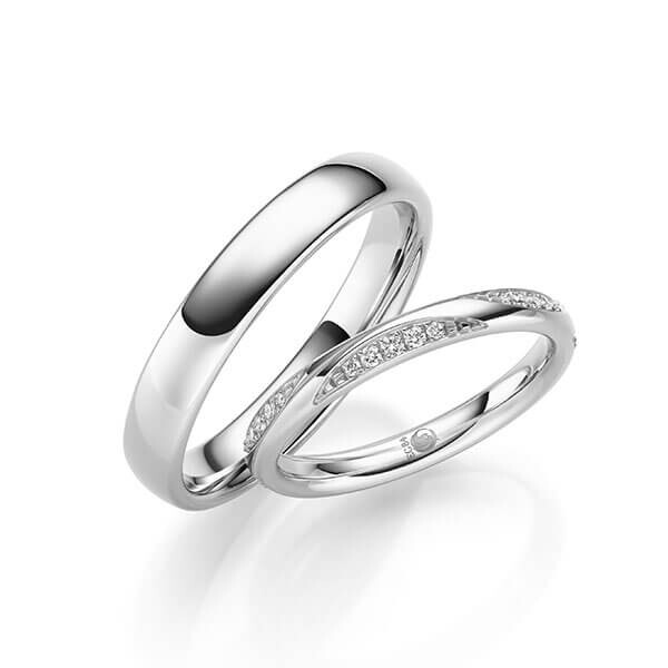 Paar Trauringe / Eheringe Platin 600/- zus. 0,216 ct, w, si - RU-1702-5