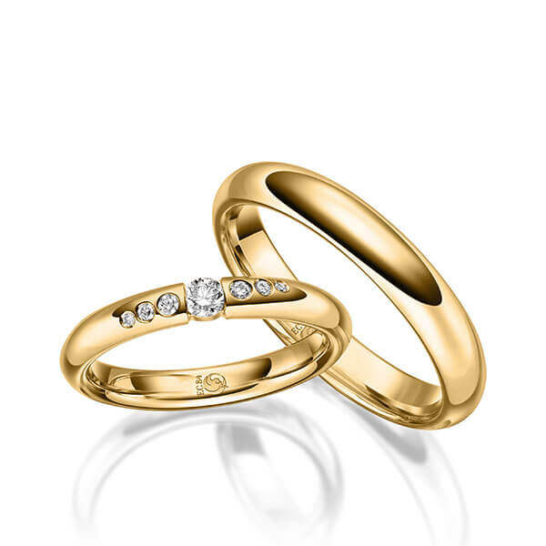 Paar Trauringe / Eheringe Gelbgold 333/- zus. 0,160 ct, tw, si - RU-1630-1