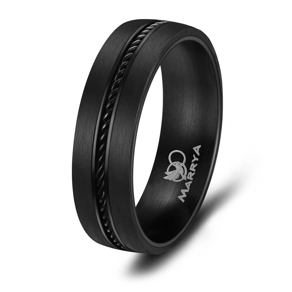 Partnerring Edelstahl Carbon schwarz CA-01