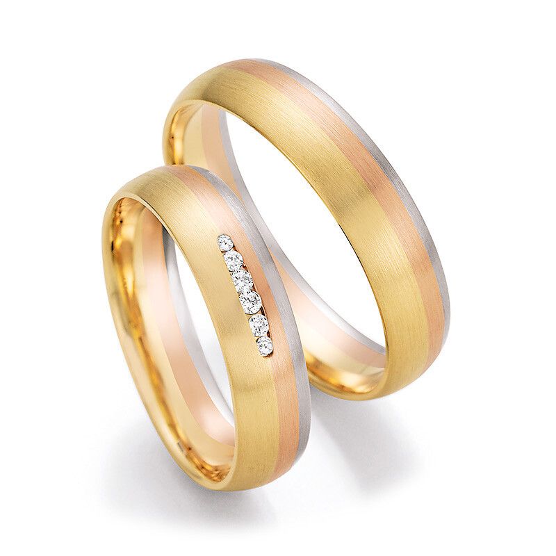 Trauringe Tricolor Sunrise Ruesch 66/44070 & 66/44080 Brillant