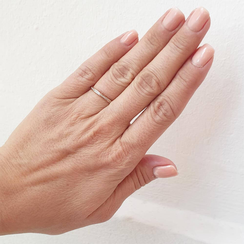 Vorsteckring Edelstahl rot Marrya NS-06 Zirkonia Kombinationsring Beisteckring