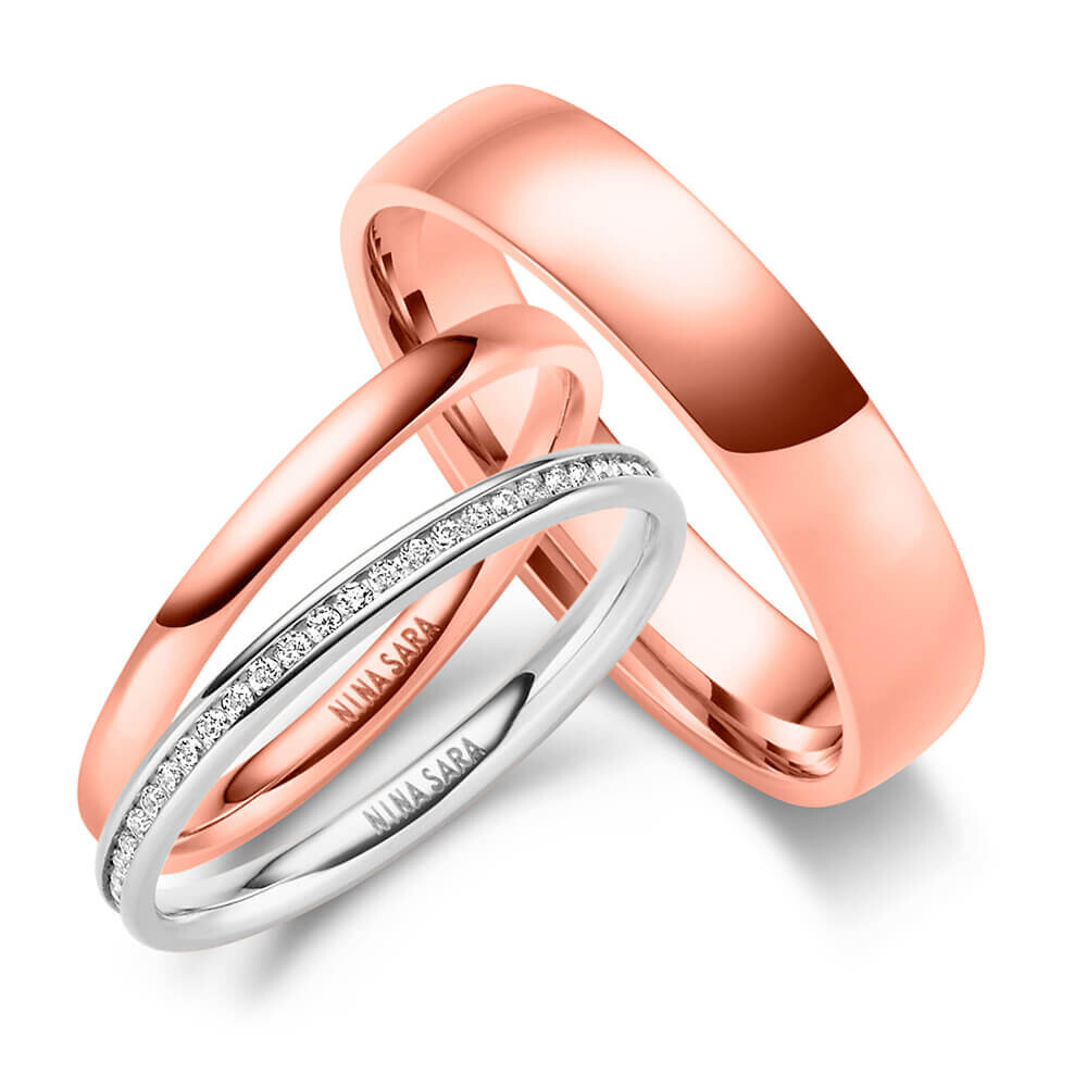Edelstahlringe Rosé Triset Zirkonia Nina Sara NS-G6