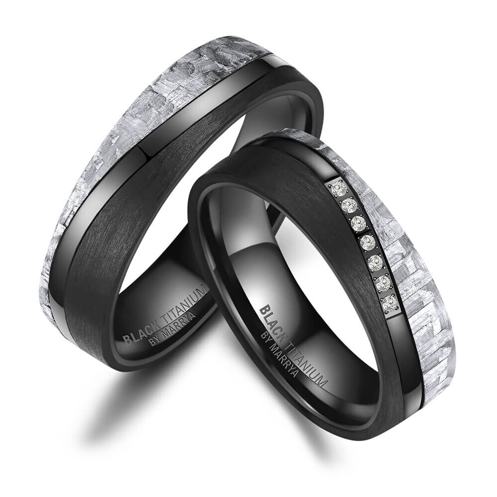 Black Titanium Carbon Partnerringe Marrya BT-12