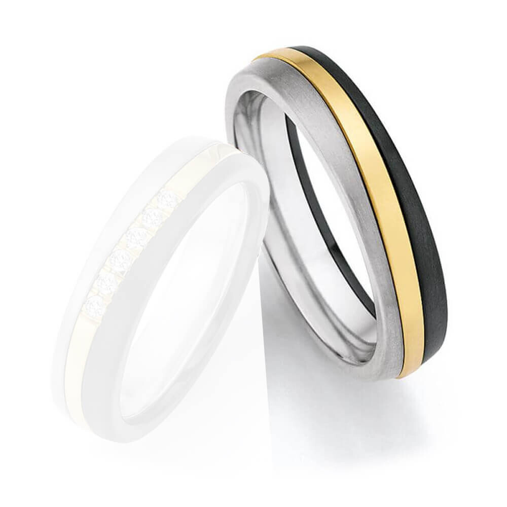 Herrenring Surfing Colors Zirkonium & Gelbgold & Titan Ruesch 14/20020