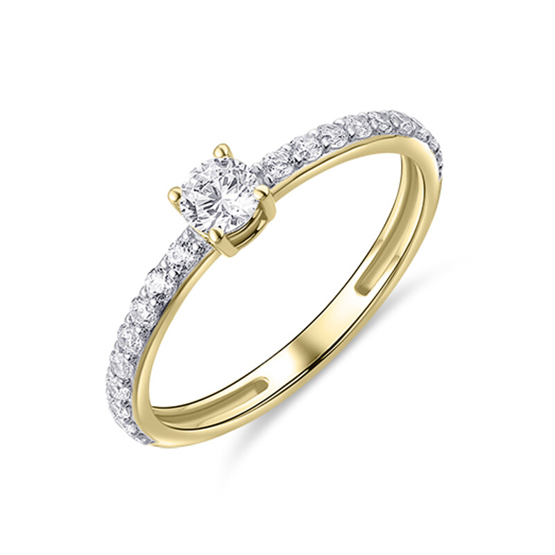 Solitär-Ring 14k Gelbgold 4mm Zirkonia Gisser Jewels VGR029