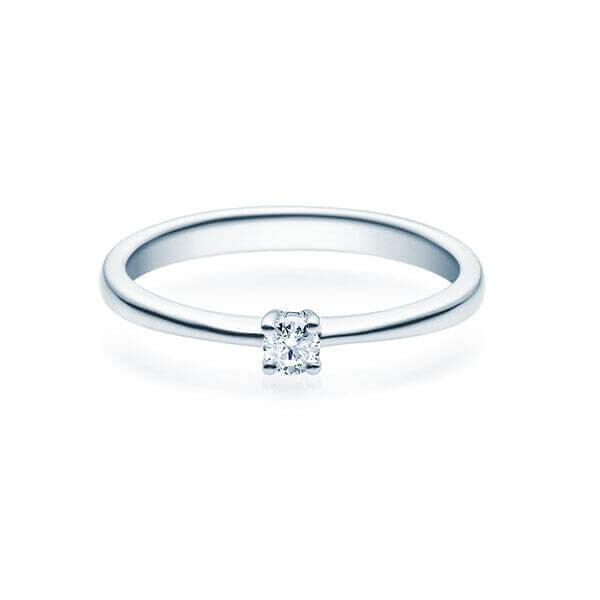 Verlobungsring Solitär Weißgold 585 Brillant 0,080 ct. w, si Rubin RU-1503