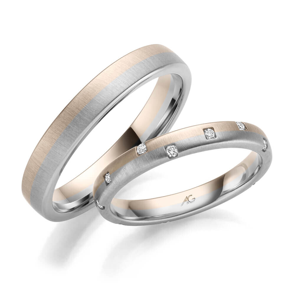 Trauringe Haselnussgold Weißgold Brillant Gerstner 31528