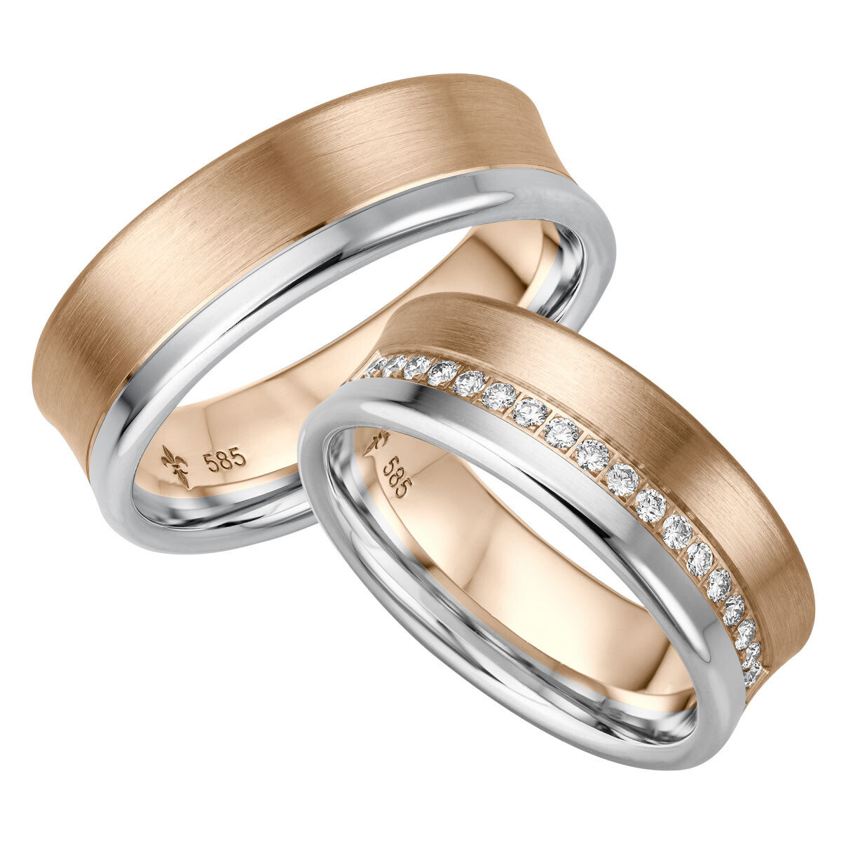 Giloy Trauringe Cathérine Roségold & Weißgold TR-0-00023 & TR-1-00023