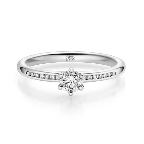 Diamantring Weißgold 333 zus. 0,320 ct, tw,si Brillant Rubin RU-1712-2