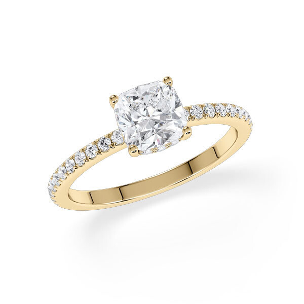 Ring Hidden Halo Cushion Gelbgold Rubin 1898