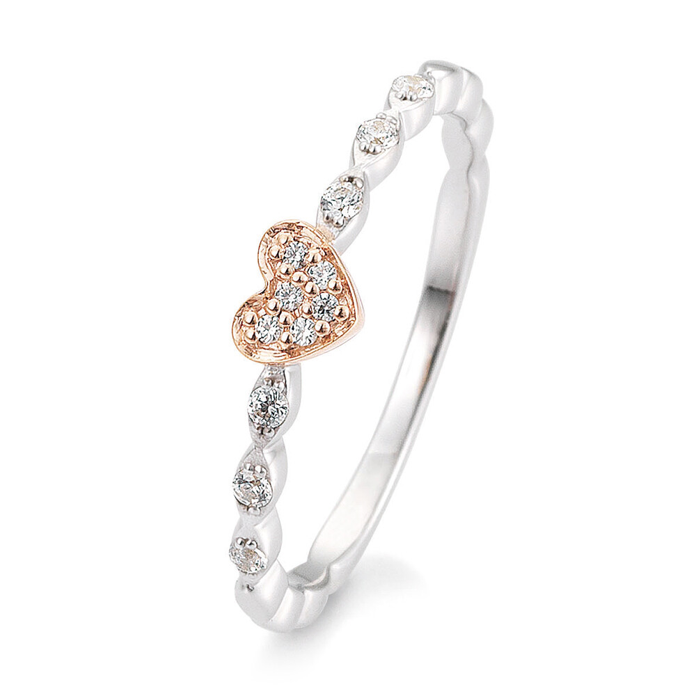 Breuning Ring Herz rot Silber Zirkonia 42/03394