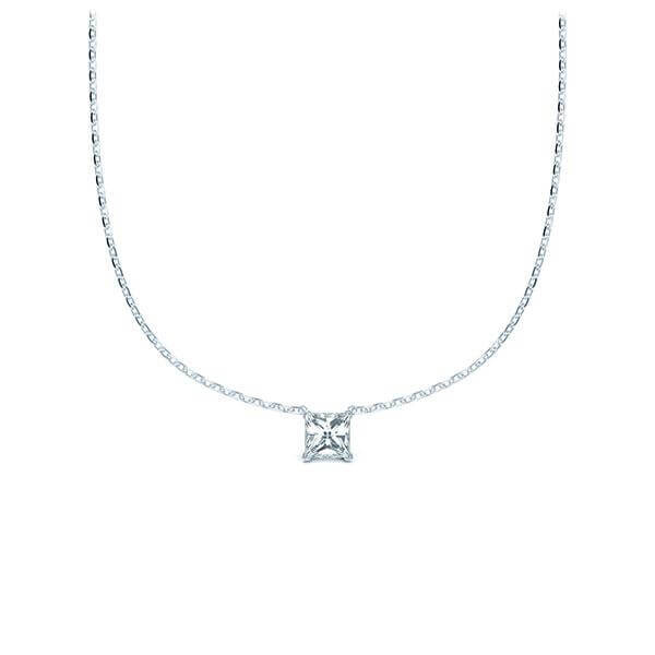 Collier Weißgold 585 Prinzess-Diamant zus. 0,100 ct, tw, si Rubin RU-1581-1