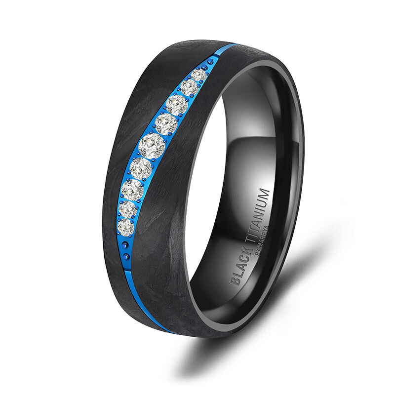 Eheringe Black Titanium Blue Ocean Brillant Marrya BT-B-17