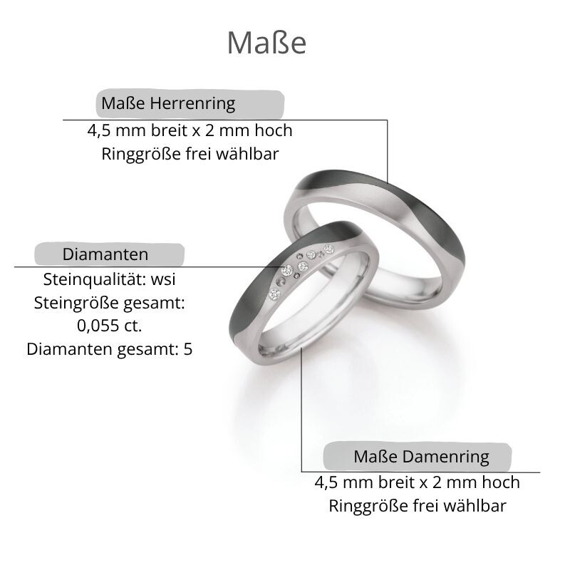 Eheringe Titan Zirkonium Brillant Ruesch 79/10090 & 79/10100