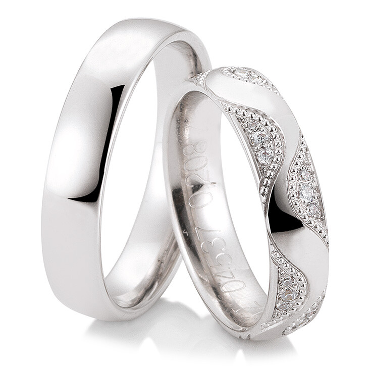 Trauringe Weißgold Joy Breuning 48/04537 & 48/04538 Eheringe Perl