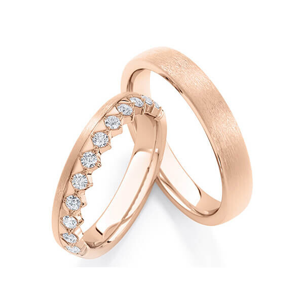 Paar Trauringe / Eheringe Rotgold 333/- zus. 0,360 ct, tw, si - RU-1771-3